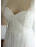 Tulle Sequin Cross Back Long Wedding Dress